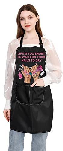 PLITI Nail Tech Apron For Women Life Is Too Short To Wait For Your Nails To Dry Nail Technician Gift Manicurist Gift