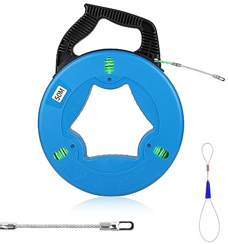 EFUTURETIME Guia Pasacables 50m, Cable Puller Diámetro 4.5 mm con 1 Muelle de Guía, Enhebrador de Alambre Electrico para Instalación y Desinstalación de Cables
