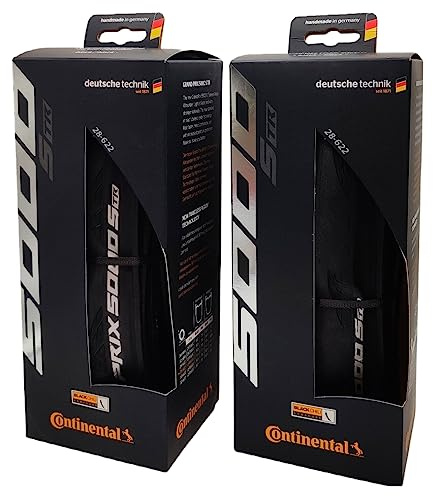 Continental Grand Prix 5000 S TR - Tubeless Road Bike Tire | Fast, Light, Durable - BlackChili, Vectran Breaker, LazerGrip, Active Comfort Technology, 2 Pack (Black) (700x28)