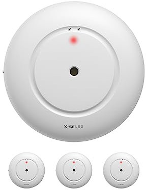 X-Sense Indépendant Détecteur de Fuite d'eau, Mini Capteur d'Inondation avec Alarme Audio de 110 DB, Fonctionne sur Piles, pour Cuisines, Caves, Lavabos, Réservoirs et Piscines, WS01, Lot de 3