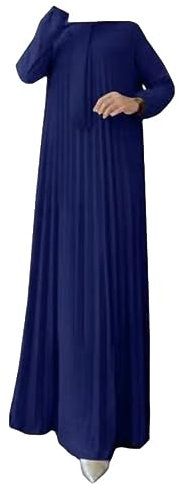 DOTBUY-SHOP Muslimisches Kleid Damen Ohne Hijab Muslim Einfarbig Sommerkleid Lange Robe Naher Osten Dubai Türkei Arab Islamischer Ramadan Gebetskleidung Abaya für Frauen