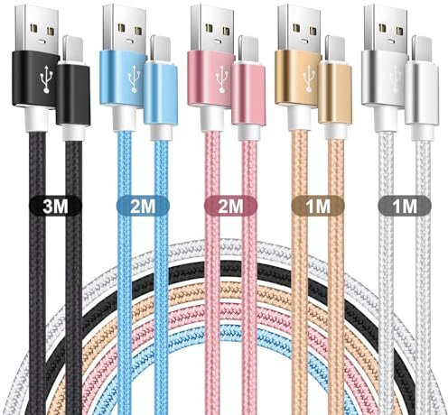 AXFEE 5 Pack Charger [3M/2M/1M/1M] USB Fast Charging Cable Compatible with iPhone 14 13 12 11 XS XR X Pro Max Mini 8 7 6S 6 Plus 5S SE iPad iPod AirPods