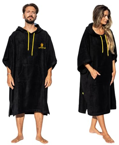 Pacifique Sud Surf Poncho: Vielseitiger Handtuchrobe mit Ärmeln, Kapuze und Fronttasche - Premium Tencel, ideal für Surfen, Schwimmen, Camping und Outdoor-Sportarten - Unisex, Einheitsgröße