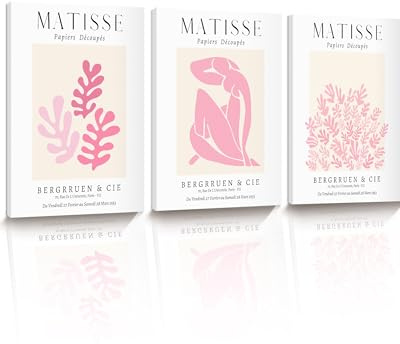 HesenDot Lot de 3 impressions sur toile encadrées roses - 30 x 40 cm - Décoration murale abstraite - Décoration d'intérieur minimaliste pour salle de bain, chambre à coucher, salon