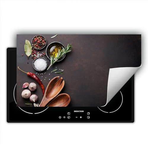 SMTDeco herdabdeckplatte Induktionsmatte herdabdeckung ceranfeld abdeckplatten für ceranfelder induktionskochfeld schutzmatte 90x52 cm Gewürze grau