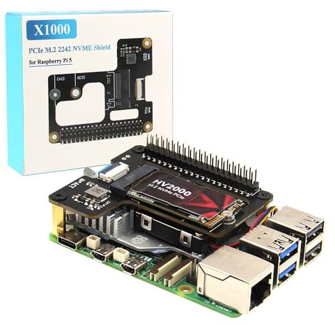 Geekworm X1000 PCIe to M.2 NVMe Key-M SSD Pip PCIe Peripheral Board for Raspberry Pi 5