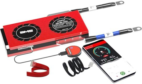 Smart BMS 16S 48V 250A Lithium LifePo4 Batterieverwaltung PCB-Batterie Schutzplatine mit Balance-Leads & BT-Modul,Träger 16 STÜCK 3.2 Zellen 51.2Volt DIY,Lifepo4 16s 48v,250A BT