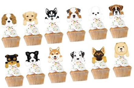 Cabilock 36 Piezas Suministros para la fiesta primeros de la magdalena del cumpleaños pastel de cachorro decoración topper tarta cumpleaños adorno de magdalenas primeros de la torta Decorar