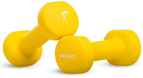 Gallant 1kg Dumbbells Pair - Weights Dumbbells Set Women & Men, Neoprene Hand Weights - Small Arm Weight For Home Gym Fitness Exercise Training 1kg Weights for women, Dumbbell sets for men 1 kg x 2