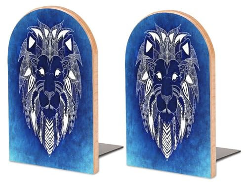 2 Serre-Livres Lion Serre-Livres Épais, Étagère De Rangement en Bois pour Adaptée À La Maison, Au Bureau, À La Salle D'étude