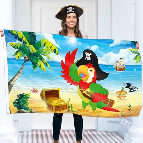 Drapeau de pirate 90 x 150 cm avec œillets - Grand drapeau pirate pour enfants - Impression numérique vivante - Drapeau de pirate - Drapeau Jolly Roger - Double couture