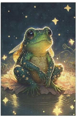 Holzpuzzles 1000 Teile Frosch -Puzzle Für Jungen Und Mädchen, Schwierigkeitsgrad, Lernspiele, Familienspielzeug （78×53cm）