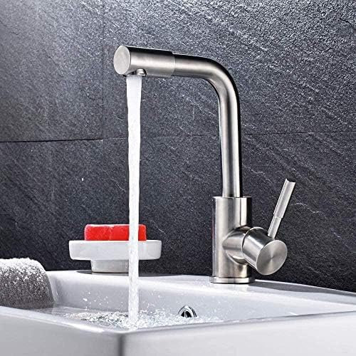 Küchenarmaturen, 360-Grad-Drehauslauf, Badezimmer-Waschtischarmatur, Sieben-Form-Mischbatterie, Gebürstetes Nickel
