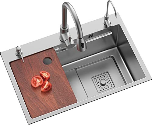 Fregadero de Cocina Fregadero de barra para estación de trabajo de acero inoxidable de un solo tazón, con enjuagadora por pulverización para lavadora de tazas, fregadero utilitario para estación de t