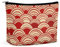 NQLYUT Trousse de maquillage portable pour chien portant un chapeau - Trousse de toilette de grande capacité avec fermeture éclair - Pour homme et femme, Avec vagues rouges, Taille unique, Art Déco