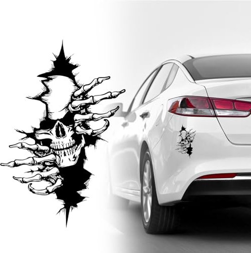 Auto aufkleber skull, 2 Pcs auto sticker skull 12 * 18 CM Horror Auto Aufkleber 3D aufkleber auto skull Halloween Selbstklebende Auto Dekoration Aufkleber (4.7 * 7.1in Schwarz)