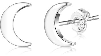Silber 925 Ohrringe Kleine Ohrstecker Mond Damen, ASH'S CHOICE Sterling Silber 925 Ohrstecker Mond Ohrringe Kleine Knorpel Ohrringe Kleine Sterling Silber Ohrstecker Mond für Damen Frauen Männer