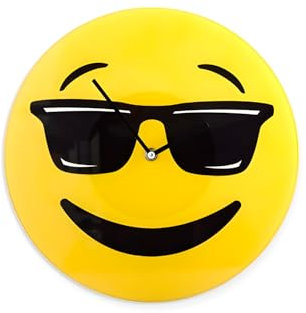 Avilia Wanduhr mit Smiley-Motiv, 30 cm, ideal für Küche, Wohnzimmer oder Eingangsbereich lebendiger und lustiger – Hergestellt aus robusten Materialien, erhältlich