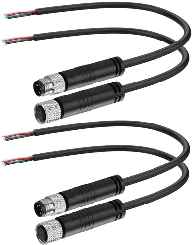 YACSEJAO 2 paia di cavi seriali M8 3 pin 2 maschio+2 femmina M8 maschio 3 pin campo spina cablabile IP67 sensore industriale impermeabile cavo di cablaggio (4 spill)