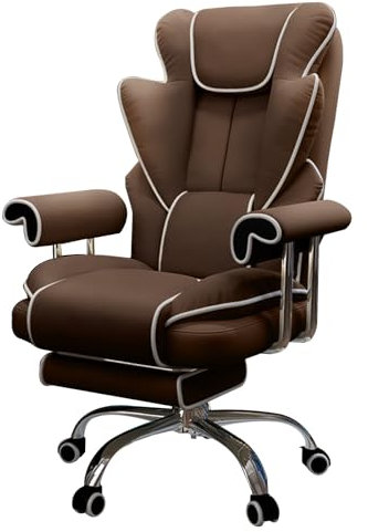 Ergonomic Office Chair with Foot Rest and Adjustable Backrest Comfortable Computer Chair for Study and Gaming Corporate Office Chair (Brown 70*(118~128) cm)