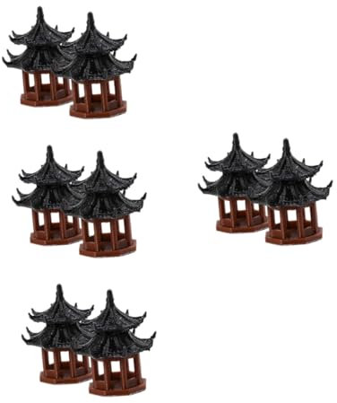 Amosfun 4 Sätze Pavillon-mikrolandschaft Miniaturpavillon Miniatur-szenenpavillon Pavillon-Statue- Gartendekoration Modell Eines Sandtischpavillons Plastik Black 2 Stück * 4