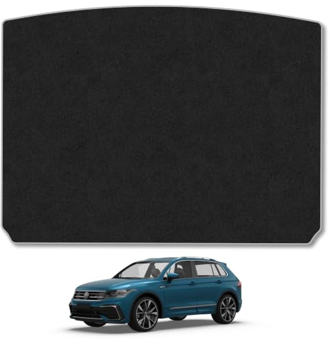 VW Tiguan (2016-2024) Carpet Boot Mat | Grey Edge Trim Tailored Fit Boot Liner Full Coverage Protection Accessories Easy Clean Anti Slip Made in the UK