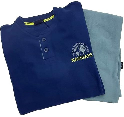 Navigare Tuta Pigiama Uomo Pile Invernale Chiusura Zip Moda Egidio (B2141382 46/S, Navy)