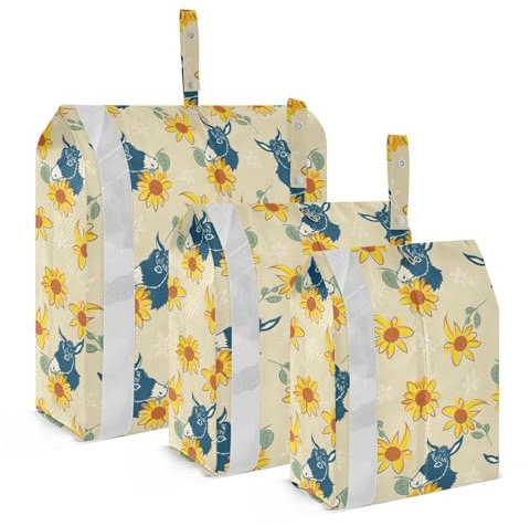 Esel Sonnenblumen 3 Stück Packtasche Reisetasche Tragbar Schrank Aufbewahrung Organizer für Gepäck Reise Koffer