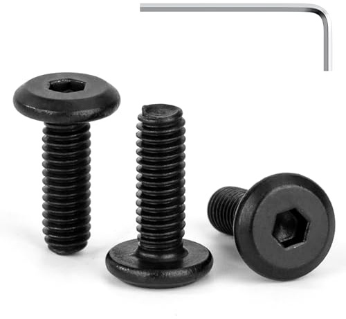 Tunejoy 30 Piezas Tornillos de Cabeza Plana M4 x 12 mm Negro Tornillo de Cabeza Hexagonal de Acero Inoxidable A2 V2A Perno de Muebles con llave Allen Rosca Completa