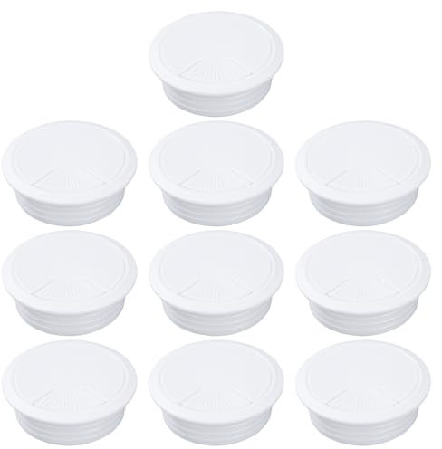 Pasacables de Mesa Blanco Cable de Escritorio de La Computadora de La Pc Circular de Plástico para Office Home Worktop 60mm 10 Piezas