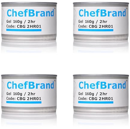 Decor Essentials Chafing Fuel Gel Pack of 4 Dish Can 3 Hour Burn Time for Hot Food Warming Pans Trays Catering Parties Events Cooking Dining Buffet Heating Solution Events