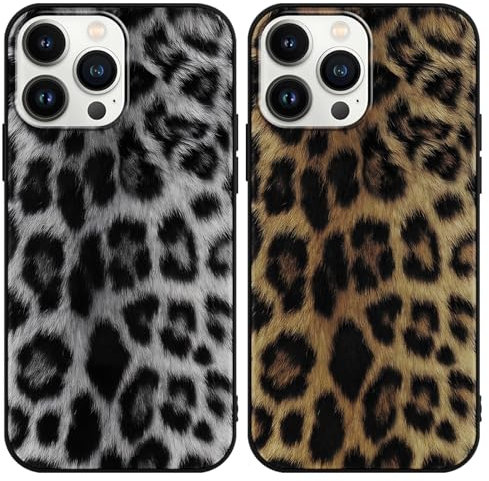 Saqmkil 2 Stück Hülle für iPhone 13 Pro Max 6,7 Zoll, Aesthetic Leopard Muster Design Mädchen Frauen Handyhülle, Slim Silikon Süßes Motiv Kratzfeste Stoßfest Case Schutzhülle für iPhone 13 Pro Max