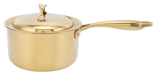 Edelstahl verdickter Milchtopf mit Deckelverbindung 3 Schicht unten Komplementäres Lebensmitteltopf Langlebige Einzelgriffe -Design Anti -Skaling -Anti -Skid -Großkaliber für (Gold)