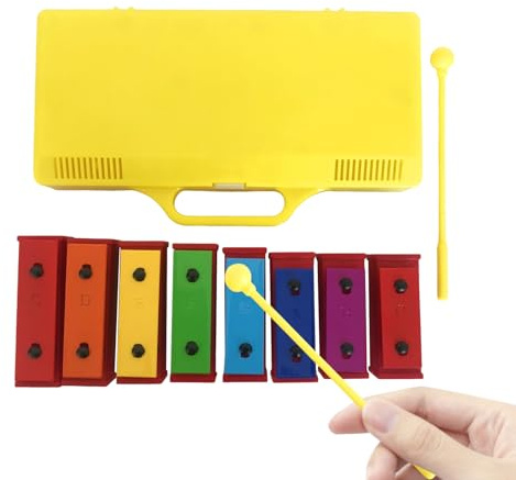 Glockenspiel Instrument, 8 Noten Metallschlüssel Musikinstrumente | Diatonische mehrfarbige Klingeln Resonatoren - für Jugendliche, Klassenzimmer, Zuhause, Schule, Vorschulalter, Reisen, Praxis