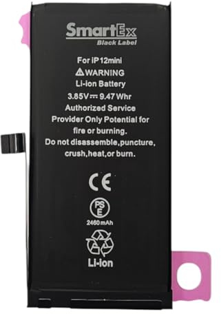 Smartex® Black Label Batteria Autodiagnosticabile Compatibile con iPhone 12 Mini No Pop Up - Alta capacità 2460mAh