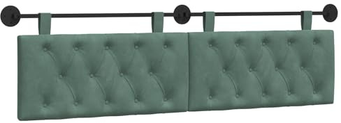 vidaXL Hängendes Kopfteil Meergrün Samt, Schlafzimmer, modernes Wand-Kopfteil, rechteckig mit Samtbezug, gesteppt, Holzwerkstoff, platzsparende Dekoration