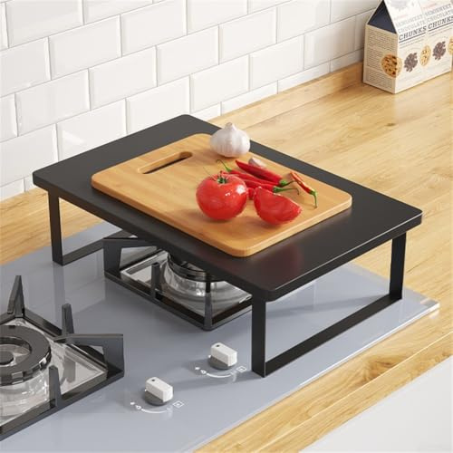 Microwave Oven Rack for Kitchen Counter with Stove Cover Function and Induction Cooker Support Non-Slip Rubber Feet (Yellow)