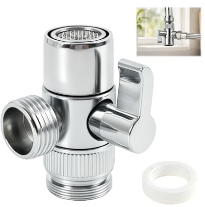 Valve Inverseur Douche 3 Voies, Adaptateur M22 x M24 Laiton avec Finition Chromée, Robinet Inverseur pour Cuisine Salle Bain, Compatible avec Robinets, Tuyaux, Lave Vaisselle et Machines à Laver