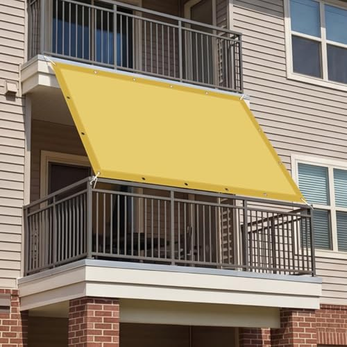 Toldo Vela Impermeable 270 x 400 cm Protección Rayos UV Toldo Impermeable Rectangular Incluye Cuerda de Fijación para Patio Exteriores Jardín, Amarillo Arena