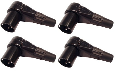 4er Set deetech WX3MB-1 - XLR Winkelstecker 90° male, 3-pol. schwarz, schwenkbar