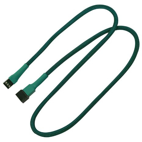 Nanoxia 900500001 3-Pin Molex Verlängerungskabel, 60 cm, Grüner Sleeve