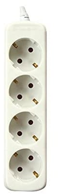 SILVER ELECTRONICS 9624 Base eléctrica con 4 Salidas sin Interruptor, Blanco, 4 Enchufes/1,5 metros