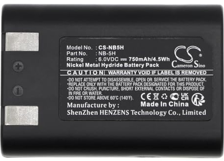 Batterie Kompatibel mit fit to Canon NB-5H, PowerShot A5, PowerShot D350, PowerShot A50, PowerShot S20