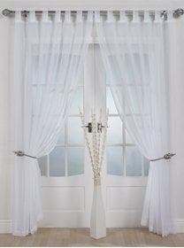 White Woven Voile Tab Top Panel. Buy One Panel Get One Free. 58 Wide x 90 Drop