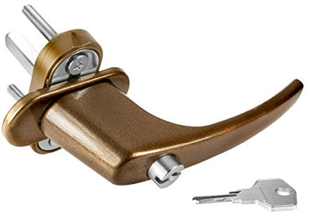 Alu Fenstergriff in Gold F4 abschließbar - Stiftlänge 30mm