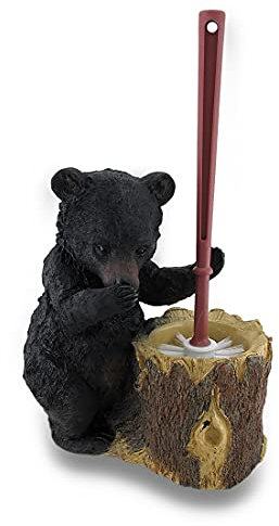 Zeckos Stinky Bear WC-Bürstenhalter, Kunstharz, Schwarz, Einheitsgröße