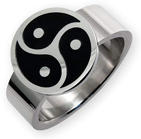 Fly Style Ring aus Edelstahl - Peitschenrad Triskele BDSM Siegel - Ringe für Herren und Damen