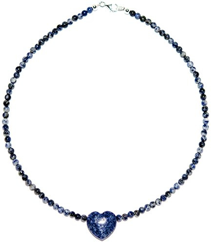 Sodalith Schmuck (Halskette) Sodalith Kette mit Herz Verschluss 925er Sterling-Silber Modellnummer 2168