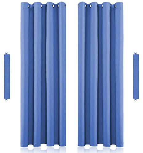 John Aird Blackout Curtains Thermal Energy Saving Eyelet Curtains for Bedroom & Living Room Including Tie Backs (Blue, W 46 x L 54 (2 Panels)