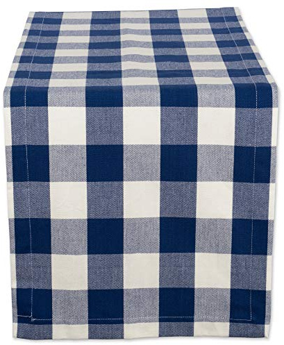 DII Buffalo Check Collection Farmhouse Classic Table Runner, 14 x 72, Navy and Cream